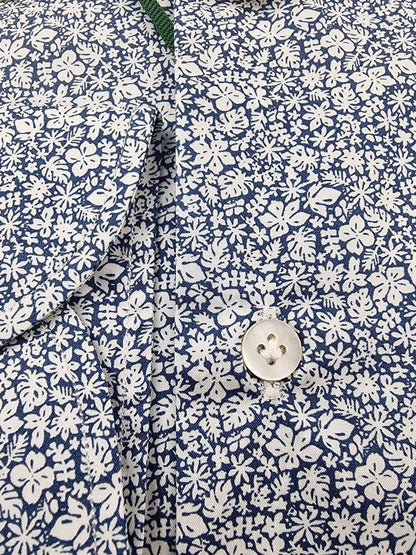 Camicia uomo Borriello - Fiori - Blu/bianco