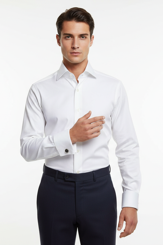 Borriello Napoli Men's Shirt - Cufflinks - Solid White