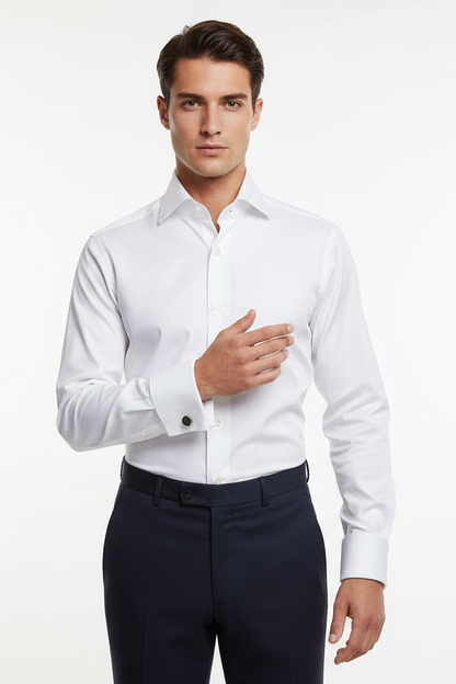 Borriello Napoli Men's Shirt - Cufflinks - Solid White