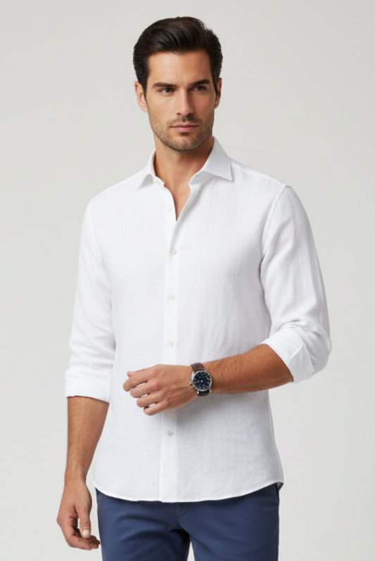 Camicia uomo DIKTAT tinta unita lino