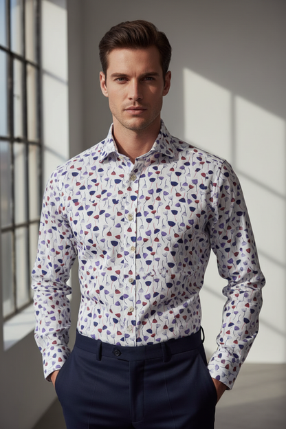 Edizioni Limonaia Men's Shirt - Flowers - White