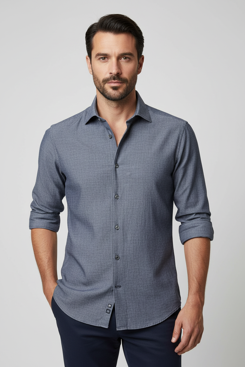 Camicia uomo Edizioni Limonaia - Tinta unita - indaco