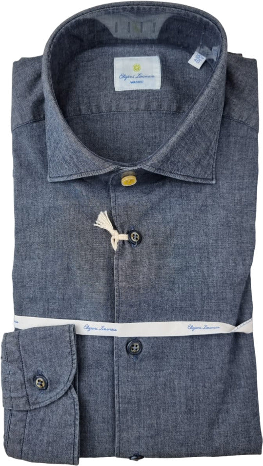 Camicia uomo Edizioni Limonaia - tinta unita - indaco