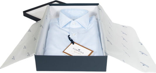 Camicia uomo Sonrisa -  Fantasia righe -  collo francese - colore bianco/azzurro