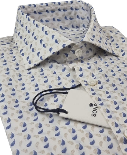 Camicia uomo Sonrisa - Fantasia - Collo francese - Bianco