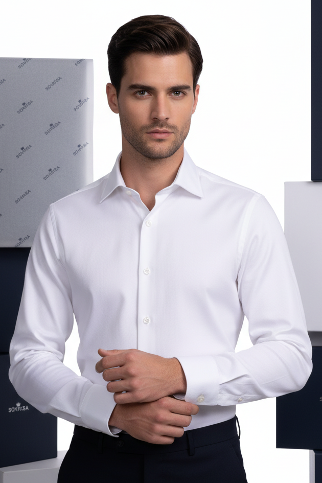 Sonrisa Men's Shirt - Solid Color - French Collar