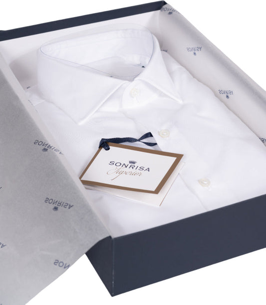 Camicia uomo Sonrisa - Tinta unita - Bianco collo francese