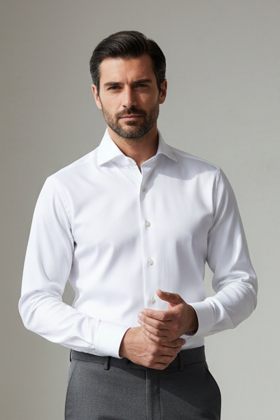 Camicia uomo Sonrisa - Tinta unita - Collo francese - Bianco