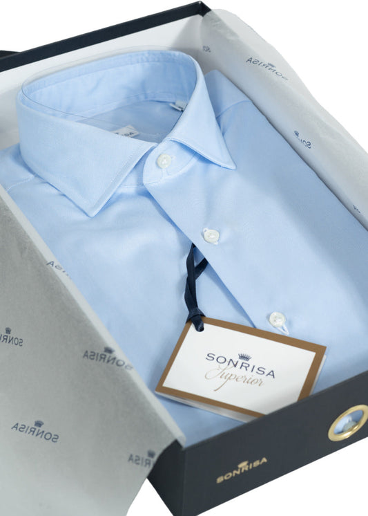 Camicia uomo Sonrisa - Tinta unita - Collo francese - Celeste