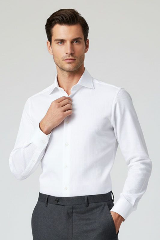 Camicia Sonrisa Bianca Eleganza Classica Italiana Made in Italy. Indossata