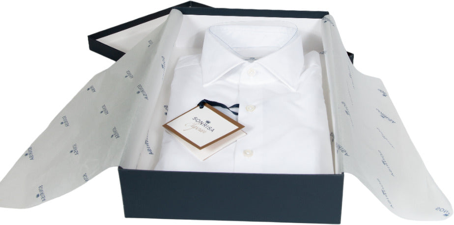 Camicia Sonrisa Bianca Eleganza Classica Italiana Made in Italy. Scatola