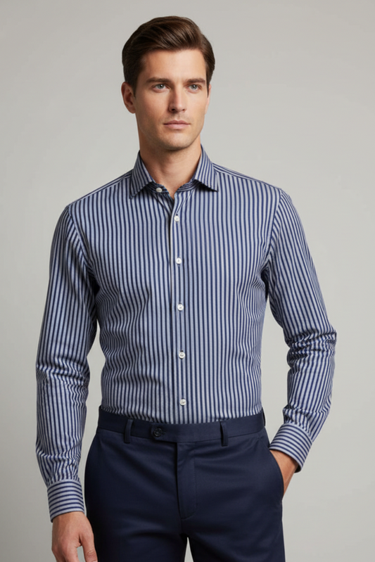 Camicia uomo Sonrisa fantasia righe collo francese1