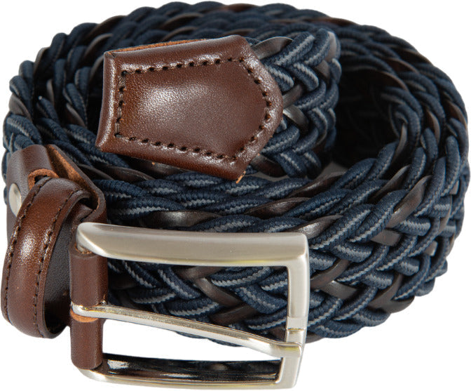 Cintura uomo Bergamotto - Intrecciata - Pelle e Tessuto - Blu/grigio/testa di moro