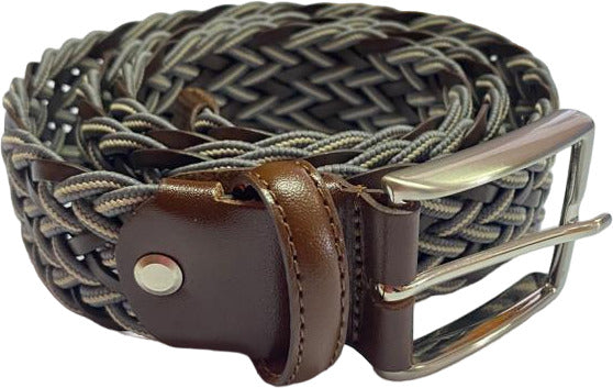 Cintura uomo Bergamotto - Intrecciata - Pelle e Tessuto - Marrone/verde