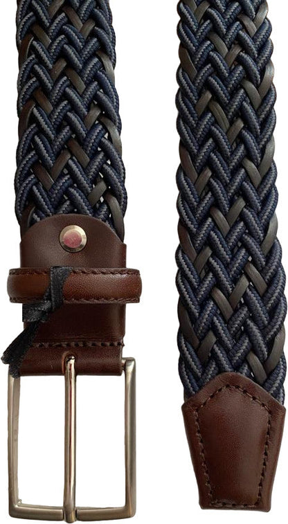 Cintura uomo Bergamotto - Intrecciata - Pelle e Tessuto - Blu/grigio/testa di moro