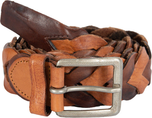 Minoronzoni 1953 Men's Belt - Vintage - Braided - Leather - Two-Tone
