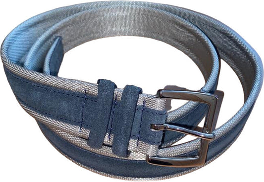 Orciani Men's Belt - Amalfi - in Suede and Fabric - Midnight Blue
