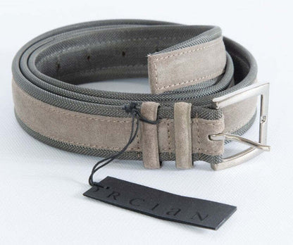 Orciani Men's Belt - Amalfi in Suede and Fabric - Dove Grey/Charcoal