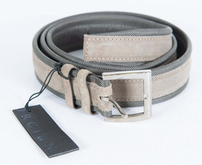 Orciani Men's Belt - Amalfi in Suede and Fabric - Dove Grey/Charcoal