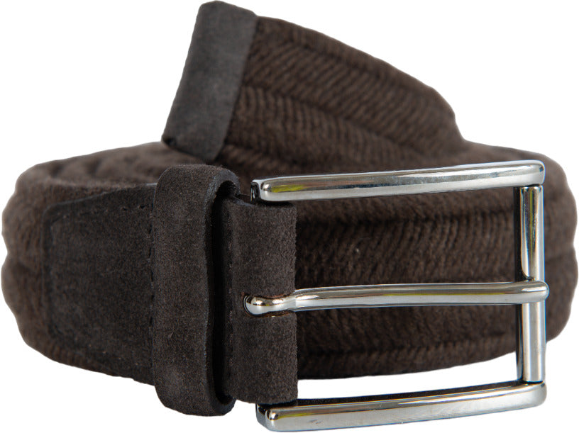 Orciani Men's Belt - Elast wool in wool and suede - Dark brown