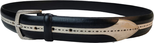 Cintura uomo Orciani - Vintage in vera pelle  colore nero e panna