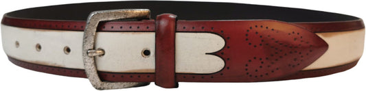 Cintura uomo Orciani - Vintage in vera pelle colore rosso e panna