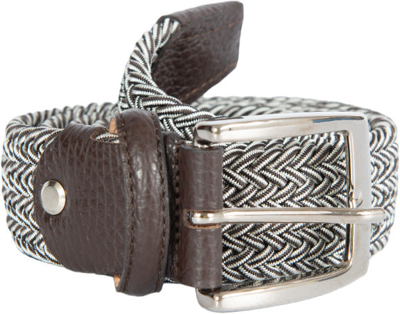 Cintura uomo Bergamotto - Treccia bicolore - Marrone/argento