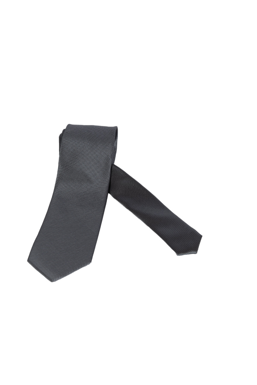 Cravatta uomo Couture con fantasia su sfondo grigio, accessori coordinati moda uomo, elegante e di stile.