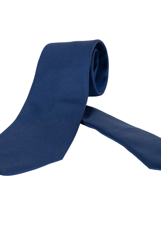 Cravatta uomo Bergamotto blu navy tinta unita in seta