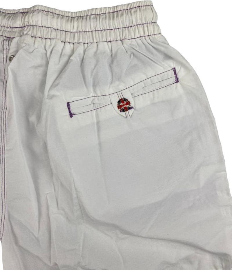 Boxer mare uomo Dandy Style, pantaloncini da bagno bianco tinta unita, perfetti per nuoto e attività sportive all'aperto.