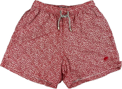 Boxer mare uomo Dandy Style con fantasia fiorellini bianco e rosso, perfetto per sport acquatici e tempo libero.