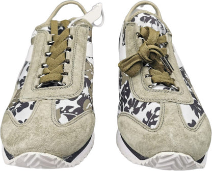 Sneaker donna Diadora Heritage Equipe HH Socks Flower in bianco, verde e nero, con design casual e dettagli floreali.