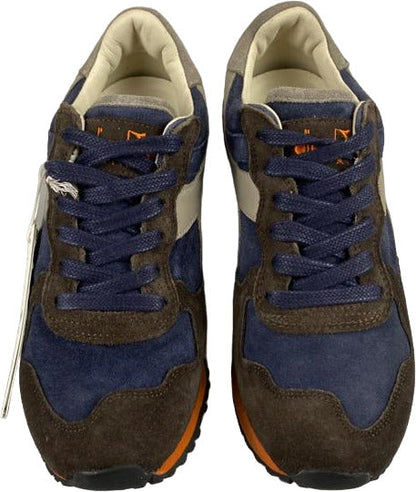 Sneaker Diadora Heritage Trident 90 S SW da uomo in marrone, blu e Turkish Coffee, scarpa sportiva casual italiana di alta qualità.