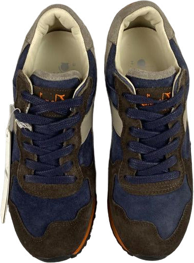 Sneaker uomo Diadora Heritage Trident 90 S SW in marrone, blu e caffè turco, scarpa casual sportiva di alta qualità italiana.