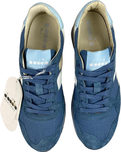 Scarpa da uomo Diadora Heritage Trident 90 C SW in blu teal, sneaker casual sportiva con design classico e dettagli moderni.