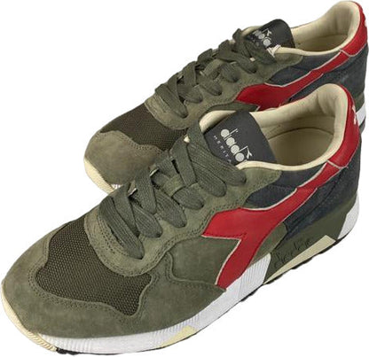 Sneaker uomo Diadora Heritage Trident 90 S NYL in verde militare, con suola bianca, stile casual e sportivo.