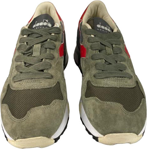 Sneaker casual da uomo Diadora Heritage Trident 90 S NYL in verde Toad, scarpa sportiva stile retrò e comfort.