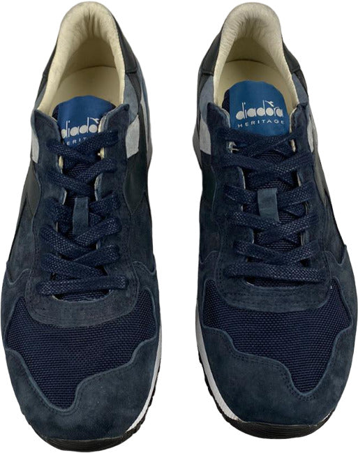 Scarpa uomo Diadora Heritage Trident 90 S, sneaker casual blu Nights China Blue, stile sportivo italiano di alta qualità.