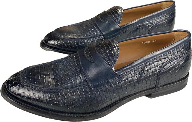 Scarpa uomo Doucal's mocassino in pelle blu notte, modello loafer elegante per moda uomo.