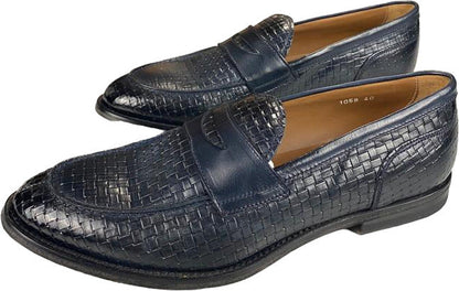 Scarpa uomo Doucal's mocassino in pelle blu notte, modello loafer elegante per moda uomo.