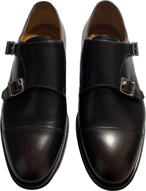 Scarpa uomo Doucal's loafer in pelle testa di moro con doppia fibbia e punta cap toe, elegante e raffinata.