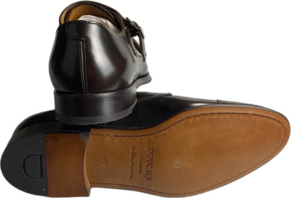 Scarpa uomo Doucal's loafer doppia fibbia Cap Toe in pelle colore testa di moro, stile elegante e classico