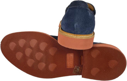 Scarpa uomo Doucal's mocassino in pelle scamosciata blu, modello loafer, numero 42, dettaglio elegante e moderno.