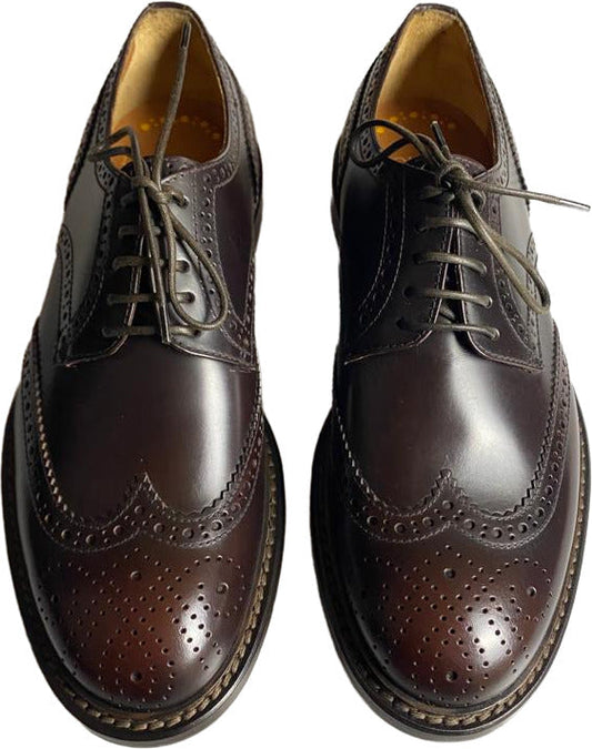 Scarpe Derby Doucal's Brogue Fiore uomo in pelle marrone, francesine stringate italiane, scarpe basse eleganti per uomo.
