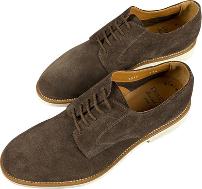 Scarpa uomo Doucal's polacchini bassi in pelle scamosciata marrone, scarpa stringata elegante per uomo.