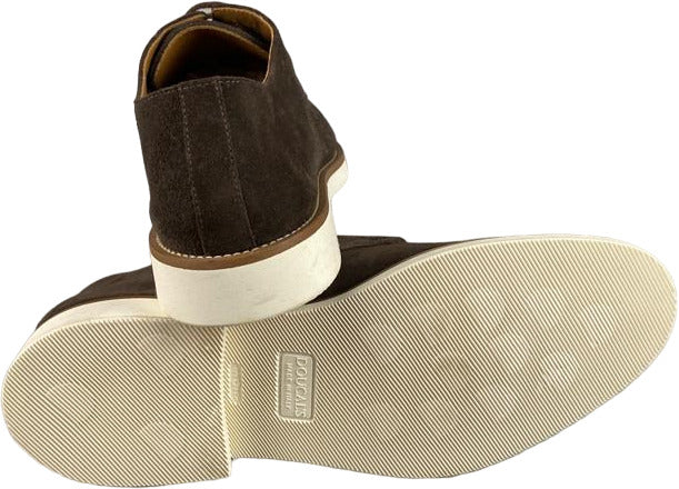 Scarpa uomo Doucal's polacchini bassi in pelle scamosciata marrone, scarpe stringate eleganti per uomo.