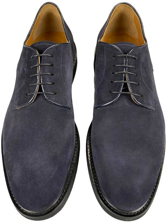 Scarpa uomo Doucal's Derby Stringata in scamosciato blu, scarpe basse eleganti e confortevoli per look sofisticato.