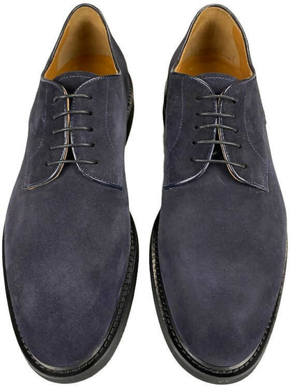 Scarpa uomo Doucal's Derby Stringata in scamosciato blu, scarpe basse eleganti e confortevoli per look sofisticato.