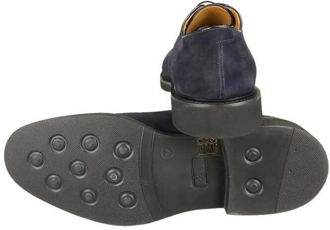 Scarpa uomo Doucal's Derby stringata in scamosciato blu, scarpe basse eleganti per moda uomo.