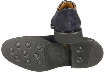 Scarpa uomo Doucal's Derby stringata in scamosciato blu, scarpe basse eleganti per moda uomo.